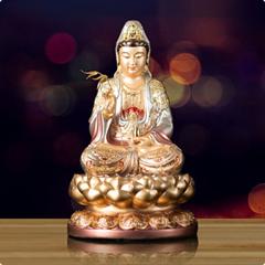 Tượng Ta Bà Tam Thánh Sứ Màu Cam, Tím Cao 30cm - 9