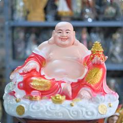 Tượng Ta Bà Tam Thánh Sứ Màu Cam, Tím Cao 30cm - 3