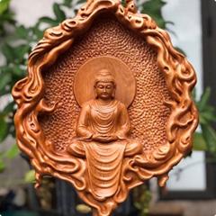 Tượng Ta Bà Tam Thánh Sứ Màu Cam, Tím Cao 30cm - 5