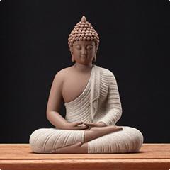 Tượng Ta Bà Tam Thánh Sứ Màu Cam, Tím Cao 30cm - 6
