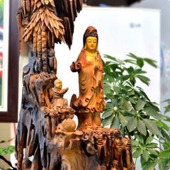 Tượng Ta Bà Tam Thánh Sứ Màu Cam, Tím Cao 30cm - 7